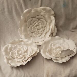 3 Fabric Hanging Flowers. 2 Are The Same Size